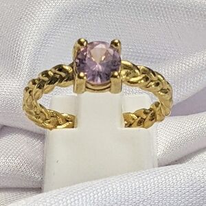 Ring 18K Gold Filled Pink Sparkle Braided Style Ring Available Size 6,7,8.